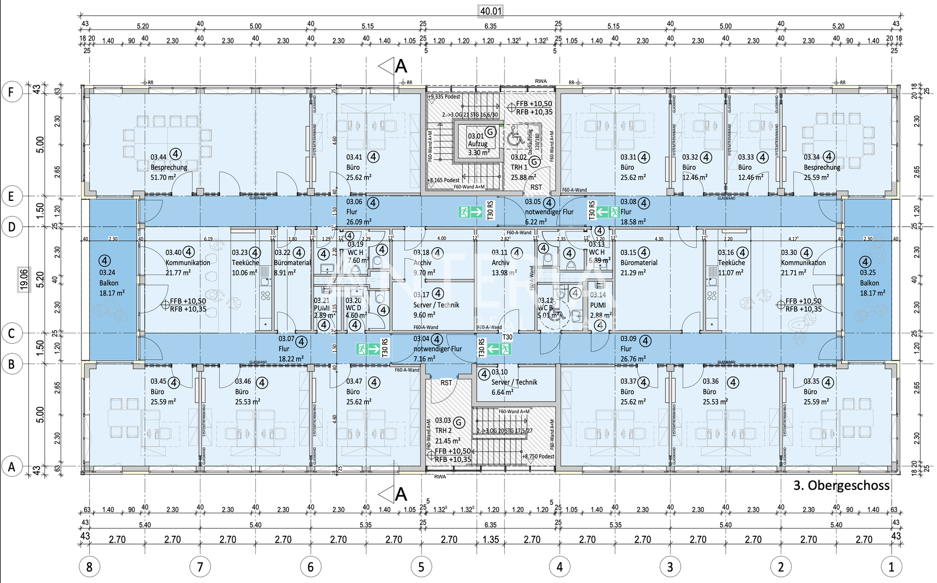 Grundriss Büroeinheit 3.OG